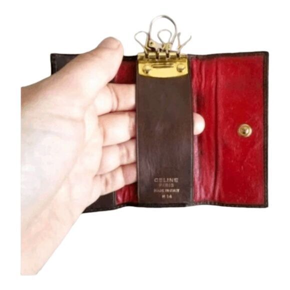 Vintage Celine key organizer fob chocolate‎ brown leather + suede - Picture 3 of 4